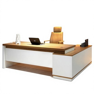 Escritorio Ejecutivo Moderno y Sencillo, Juego de Escritorio Grande para Oficina, Escritorio para Gerentes con Partición, Cubículo, Cajones de PVC - Product Image 1