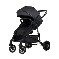Grande poussette légère en lin pliable à 4 roues avec amortissement et coussin pour enfant jusqu'à 3 ans