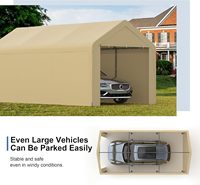 Abri de voiture simple et portable 10x20 pieds, robuste, avec toit en pente, en acier galvanisé jaune, pour toutes les saisons