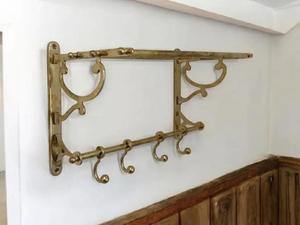 Toallero de Latón Macizo Vintage con Estante de Almacenamiento y Múltiples Ganchos, Organizador de Baño Montado en la Pared para Hogar Moderno - Product Image 4