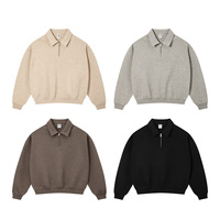 Sweat-shirt à col polo mi-zippé ample à manches longues et épaules tombantes 320G, nouvelle collection automne, personnalisé pour hommes, par les fabricants de vêtements