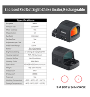 Ohhun IPX7 – Viseur point rouge compact à capteur de mouvement, multi-réticules 3x et 3,4x pour empreinte RMSc