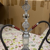 Chicha de luxe en acier inoxydable avec 2 tuyaux, base en verre dépoli, type droit, accessoire pour fumer la chicha