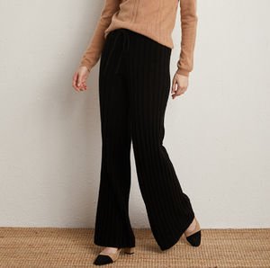 Set in Cashmere con Logo Personalizzato all'Ingrosso, Pantaloni Larghi da Donna in Maglia a Coste - Product Image 5