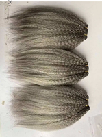 Extensions de cheveux à clipser Kinky Straight gris sel et poivre, gris argenté, extensions de cheveux humains vierges brésiliens mélangés argentés 100g
