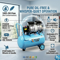 Compresseur d'air sans huile KELAIDE 801-30 800W 30L portable avec roues et poignée, débit de 120 L/min, type à piston