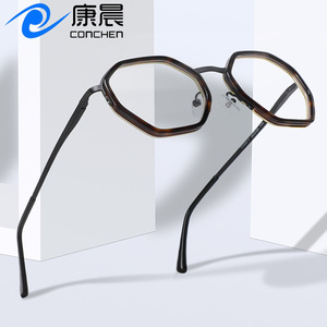 กรอบแว่นตาทรงแปดเหลี่ยม ยูนิเซ็กส์ แบบเต็มกรอบ TR90 น้ำหนักเบา เลนส์พลาโน 135 มม. 50 มม. 20 มม. 140 มม. 45 มม. - Product Image 4