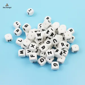 Silicone Huruf Beads Bayi Teether Beads untuk Nama Pribadi DIY Rodent Chewing Alphabet Bead