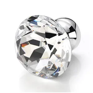 Europese Zilveren Gouden Base Clear Glas Kristal Meubels Kast Lade Pull Diamant Knoppen