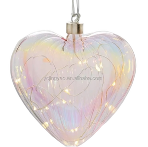 Gros personnalisé irisé LED suspendus coeur de <span class=keywords><strong>verre</strong></span> lumières pour la maison décorative - Product Image 1