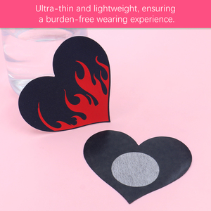 Nouveaux cache-tétons jetables motif flamme cœur pour femmes, pétales de poitrine tendance pour fêtes, respirants, confortables et doux pour la peau - Product Image 3
