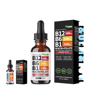 Complexe de vitamines B liquide en gouttes B12 5000mcg B6 <span class=keywords><strong>B1</strong></span> saveur framboise Soutien énergétique pour le bien-être général Complexe 2oz - Product Image 4