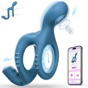 Estimulador Clitoriano de Vibração Dupla Interna e Externa com 10 Frequências, Brinquedo Sexual, Anel Vibratório de Silicone, Anel Testicular Elástico - Product Image 1