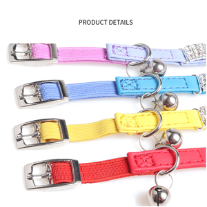 <span class=keywords><strong>Collar</strong></span> Ajustable para Mascotas, de Terciopelo Suave, con Diamantes de Imitación y Cascabeles, para Perros Pequeños y Gatos, al por Mayor - Product Image 2