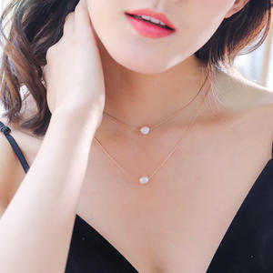 <span class=keywords><strong>Collier</strong></span> punk à <span class=keywords><strong>Double</strong></span> couche en or, <span class=keywords><strong>collier</strong></span> de clavicule, perles d'eau douce naturelles, plaqué or, Baroque - Product Image 2