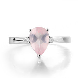 Anillo de Plata de Ley 925 con Circonita Cúbica y Cuarzo Natural, Anillo de Compromiso de Cuarzo Rosa en Oro Rosa - Product Image 2