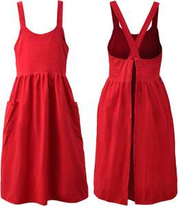 ผ้ากันเปื้อนผ้าฝ้ายทำงานสำหรับผู้หญิงมีกระเป๋าชุด Pinafore x ผ้ากันเปื้อนคล้องคอสำหรับพ่อครัวอบสวน - Product Image 4