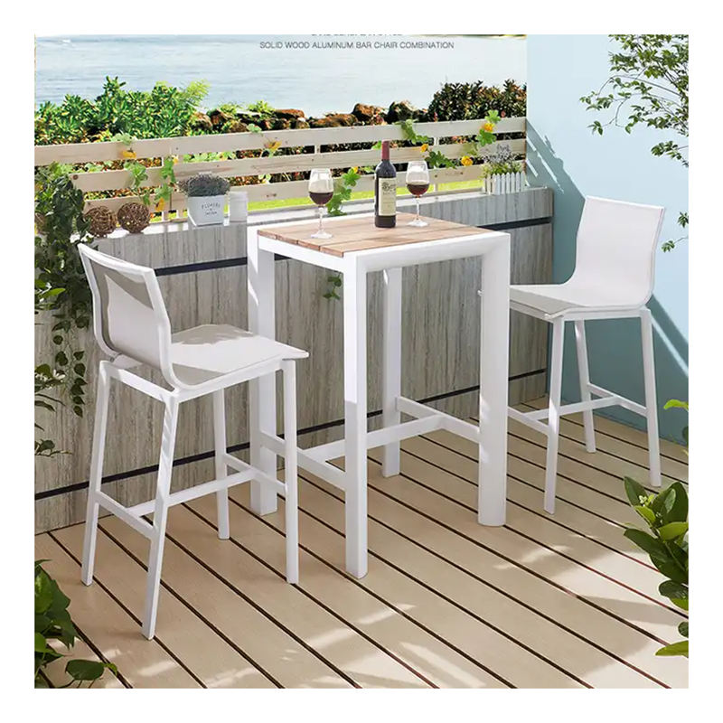Modern Piece White Luxury Garden Furniture Aluminum Outdoor Patio High  Bar Dining Table Chairs Set for Sale