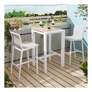 Moderne Tuin Aluminium Hoge Stoel Outdoor Kruk Meubilair Patio Bar Set Voor Verkoop