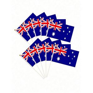Banderas de Australia Miniatura Personalizadas al por Mayor, Banderas Nacionales Pequeñas con Palo para Agitar, Artículos Promocionales para Eventos y Fiestas, Nailon - Product Image 1