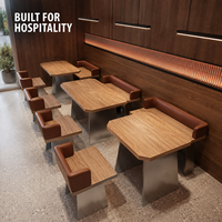Ensemble de salle à manger compact et peu encombrant de qualité commerciale avec banquette en cuir et table en bois, chaises et tables pour restaurant
