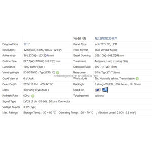 Pantalla LCD Original Nueva NL12880BC20-07F de 12.1 Pulgadas, Resolución 1280*800, Panel LCD NL12880BC20-07F - Product Image 2