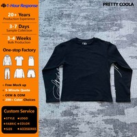 T-shirt homme à manches longues en coton doux 250 GSM, noir, avec logo sérigraphié OEM MT1686, imprimé lettres, 100% coton, uni