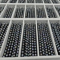Perles de culture d'eau douce vertes paon 8-9mm en forme de riz, brin lâche pour la fabrication de bijoux