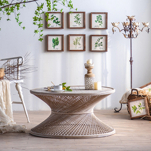 Bàn tròn mây tre đan phong cách boho hiện đại, nội thất phòng khách, đồ nội thất nhà nông thôn, bàn trà cà phê làm bằng tre, sản xuất tại Trung Quốc - Product Image 4