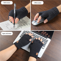 Gants sans doigts élastiques en acrylique pour hommes et femmes avec logo personnalisé Gants d'hiver à demi-doigts pour le quotidien et le bureau
