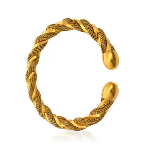 Saudi Arabia Traditional Gold Bangles Designs Stainless Steel Twist Wire Bangle For Women