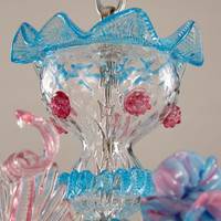 Lustre de décoration romantique et élégant, orné de fleurs en verre rose et bleu gracieuses, pour hôtel, maison, salon