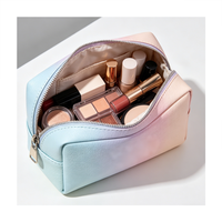 Pochette de maquillage imperméable en cuir PU grain litchi avec logo personnalisé, vente en gros, pour femmes, pour usage quotidien et de voyage