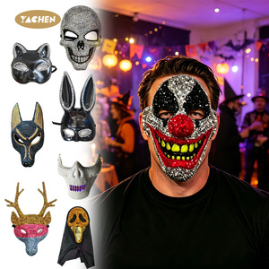 Masque de mascarade YACHEN en strass brillants, motif tête de lapin, pour Halloween, cosplay, fêtes, vente en gros pour carnaval et costumes d'Halloween - Product Image 1