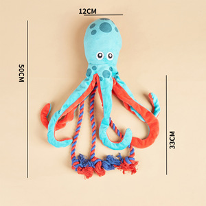 Çevre dostu karikatür <span class=keywords><strong>Pet</strong></span> peluş oyuncak ahtapot pamuk halat 2-in-1 temizlik diş taşlama köpek oyuncaklar - Product Image 5