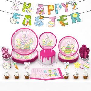 Juego de Platos de Papel con Diseño de Conejo para Fiesta Temática de Pascua DAMAI, Vajilla Desechable, Decoraciones para Fiesta de Pascua con Pancarta de Conejo - Product Image 3