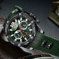 Jam Tangan Pria MINI FOCUS MF0349G Mewah, Fashion, Bisnis, Sport, Silikon, Tahan Air, Bercahaya, Quartz, Kronograf, Dial Penunjuk