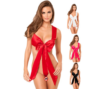 Body Teddy Sexy de Una Pieza para Mujer Regalo Navideño Travieso y Sensual; Lencería Erótica al Por Mayor con Lazo y Decoración de Encaje - Product Image 2