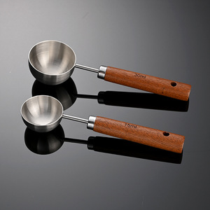 Cuillères doseuses en acier inoxydable 304 de qualité alimentaire avec manche en bois <span class=keywords><strong>d</strong></span>'acacia, 15/30g, pour café, compléments alimentaires, etc., cuillères doseuses pour poudre - Product Image 1