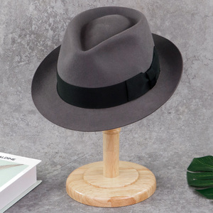 LIHUA al por mayor gris personalizado lana <span class=keywords><strong>sombrero</strong></span> sombreros de ala corta - Product Image 3