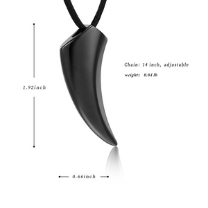 IJD12843 Loup En Acier Inoxydable <span class=keywords><strong>Dents</strong></span> avec Empreinte de patte <span class=keywords><strong>Collier</strong></span> <span class=keywords><strong>Pour</strong></span> Cendres Pendentif homme Commémorative Crémation Bijoux - Product Image 2
