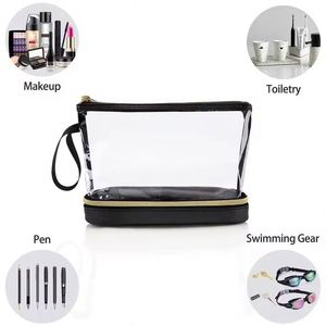 Portable PVC Makeup <b>Bag</b> Waterproof Double-layer <b>Clear</b> Cosmetic <b>Bag</b> Large Capacity Dry and Wet Separation <b>Toiletry</b> <b>Bag</b> - Product Image 4