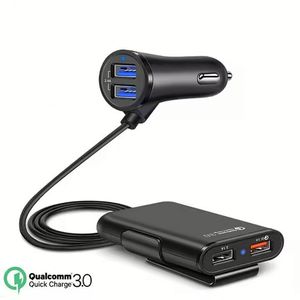 35W 4 Port USB Car Charger 8A QC3.0 1.8m Extension Cable for Front Seat and Backseat Fast Charging Car Phone Charger - Product Image 1