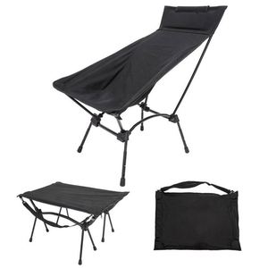 Modern Multi-function Outdoor High Back Lawn Chair Set 2-in-1 Footrest Small <b>Table</b> <b>Foldable</b> Eco-Friendly Portable <b>Garden</b> Hotel - Product Image 1