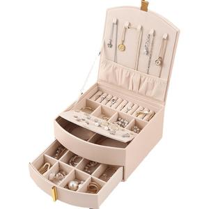 Organizador de Joyas de Cuero con Doble Cajón, Tamaño M (18x20x10cm), Solución de Almacenamiento Práctica para sus Piezas Valiosas, Hecho en China - Product Image 1