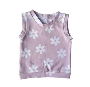 Camiseta sin mangas con margaritas en rosa para bebé, pantalón corto de motorista, traje de verano para niño pequeño