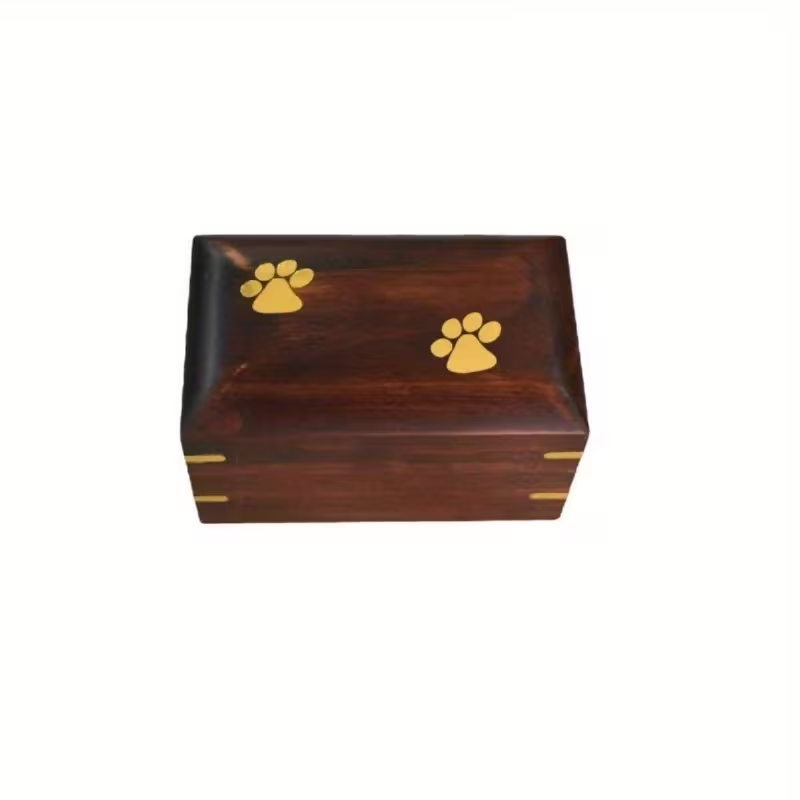 Hanwen hw260112 Solid Wood Pet Urn - Wooden Ash Storage Box Funeral Coffin Box