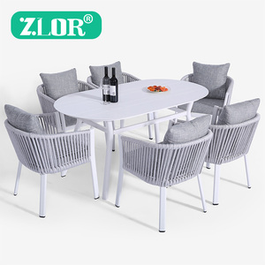 Mobilier d'extérieur, ensemble de salle à manger, chaises en rotin, table et chaises de jardin, table à cadre en <span class=keywords><strong>aluminium</strong></span> et meubles en rotin - Product Image 1