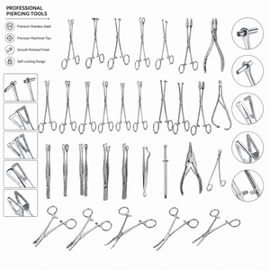Kit d'outils professionnels en acier chirurgical pour piercing corporel, forceps à septum fendu, pinces de piercing, fournitures de tatouage en gros - Product Image 1