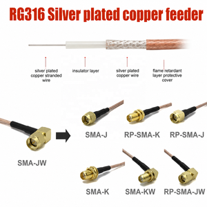 Câble coaxial RF RG316 SMA vers SMA / RP-SMA, connecteur mâle et femelle, pour WIFI 3G 4G GSM - Product Image 3
